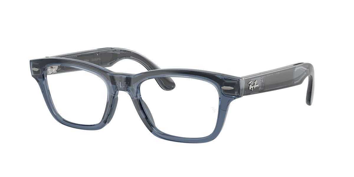 Ray-Ban Meta Burbank (Gen 3) Transparent Blue / Transitions Sapphire 0RW7005 6929MF — angled