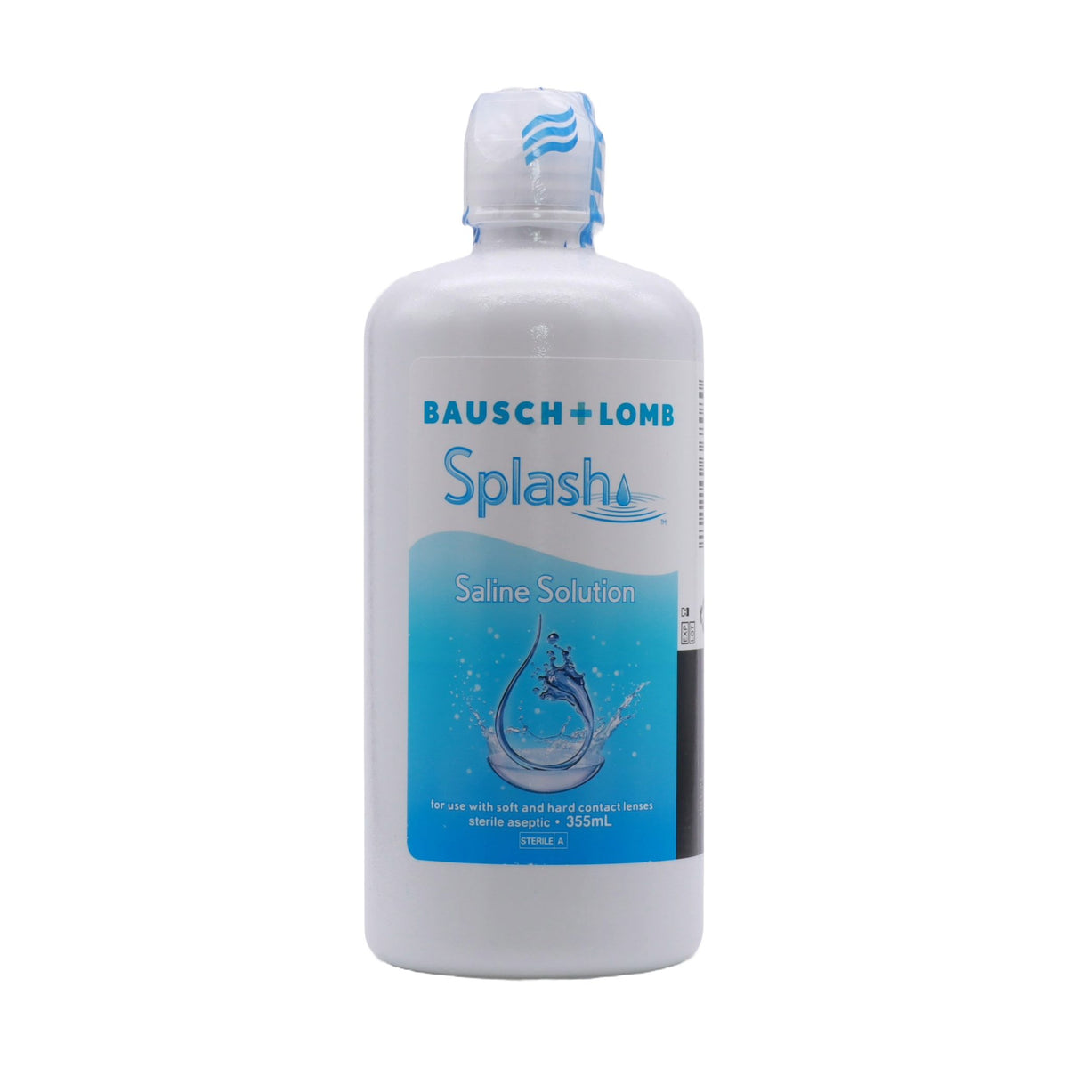Splash saline contact lens rinsing solution, front view