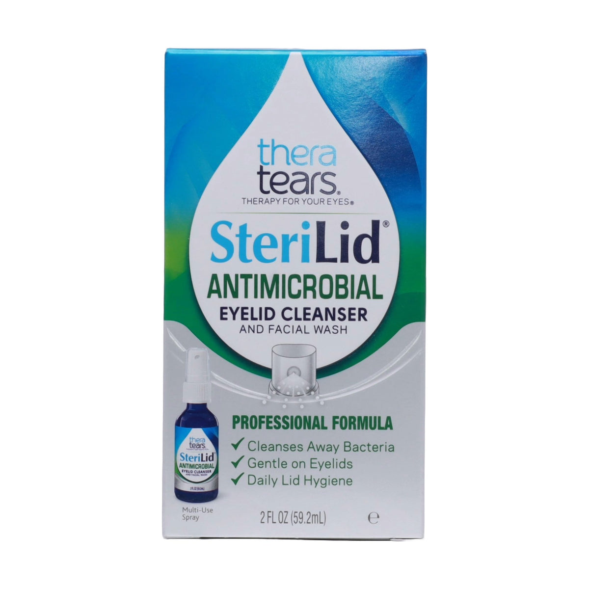 SteriLid hypochlorous acid antimicrobial eyelid spray, front view