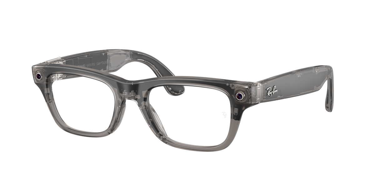 Ray-Ban Meta Blayzer Optics Transparent Ice Grey 0RW7001 8529 — angled