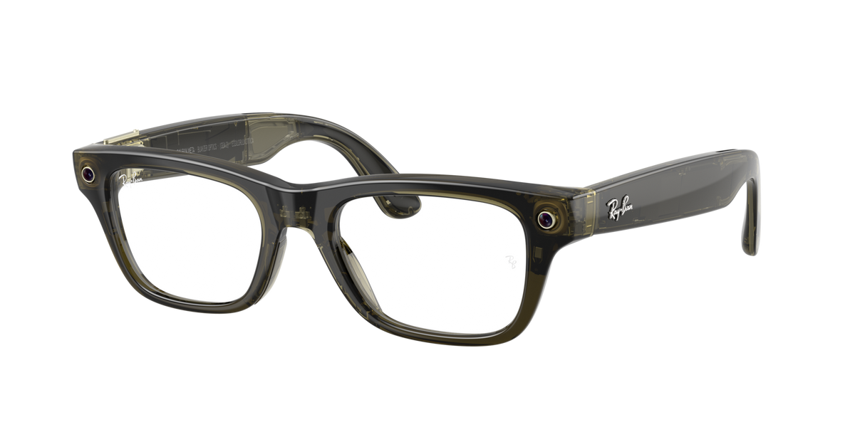 Ray-Ban Meta Blayzer Optics Transparent Dark Olive 0RW7001 8530 — angled