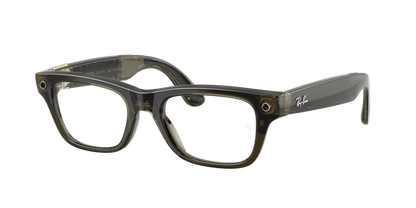 Ray-Ban Meta Blayzer Optics Transparent Dark Olive 0RW7001 8530 — angled