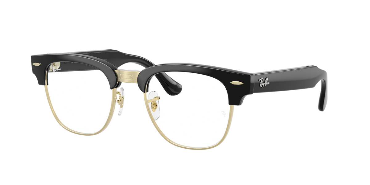 Ray-Ban Meta Clubmaster (Gen 3) Black / Transitions Graphite Green 0RW7004 601/1M — angled