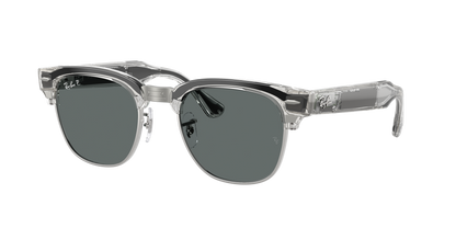 Ray-Ban Meta Clubmaster (Gen 3) Transparent Iron Grey / Dark Grey Polarised 0RW7004 693081 — angled