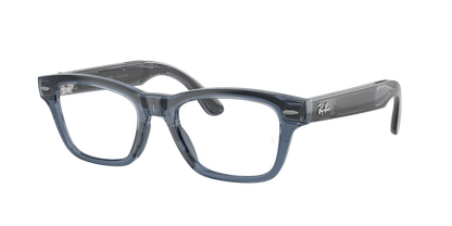 Ray-Ban Meta Burbank (Gen 3) Transparent Blue / Transitions Sapphire 0RW7005 6929MF — angled