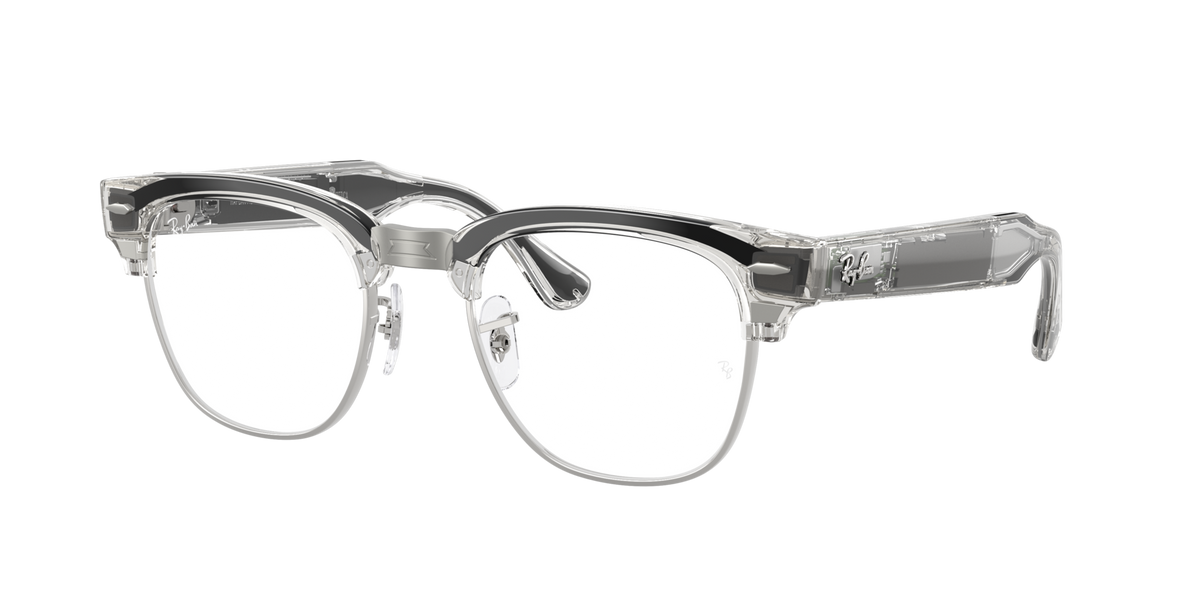 Ray-Ban Meta Clubmaster Optical (Gen 3) Transparent Iron Grey 0RW7004V 8548 — angled