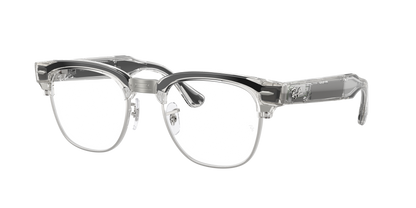 Ray-Ban Meta Clubmaster Optical (Gen 3) Transparent Iron Grey 0RW7004V 8548 — angled