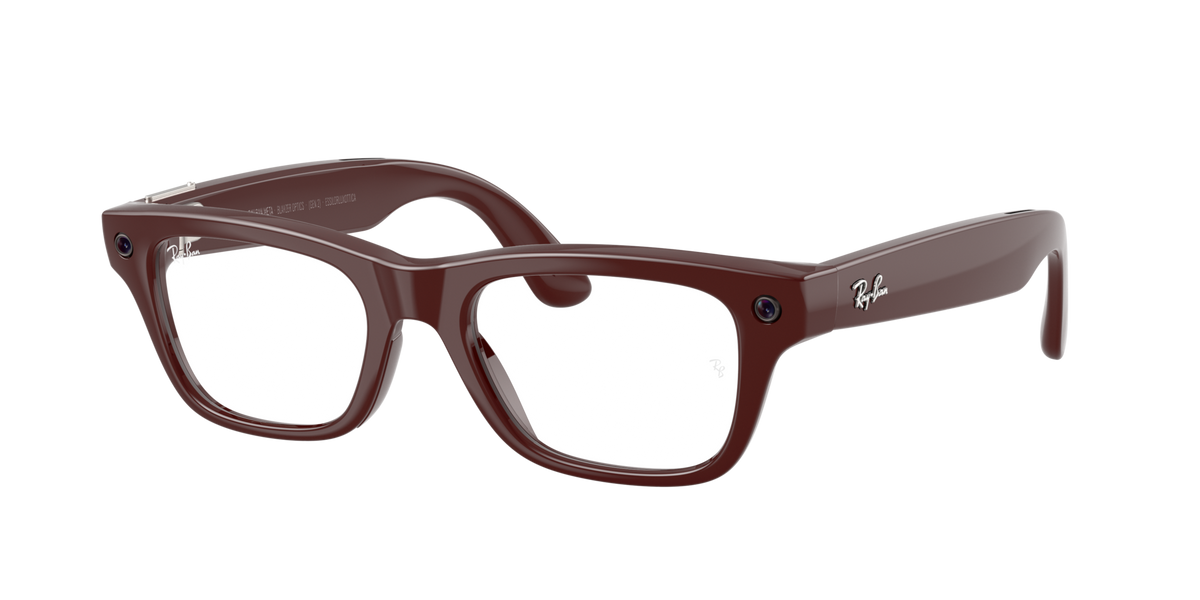Ray-Ban Meta Blayzer Optics Transparent Burgundy 0RW7001 8556 — angled