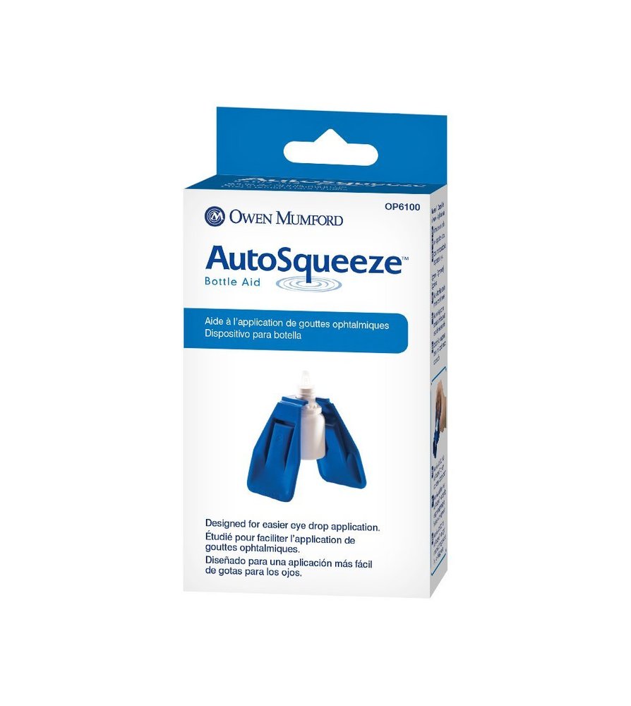 Owen Mumford AutoSqueeze Bottle Aid retail packaging, model OP6100
