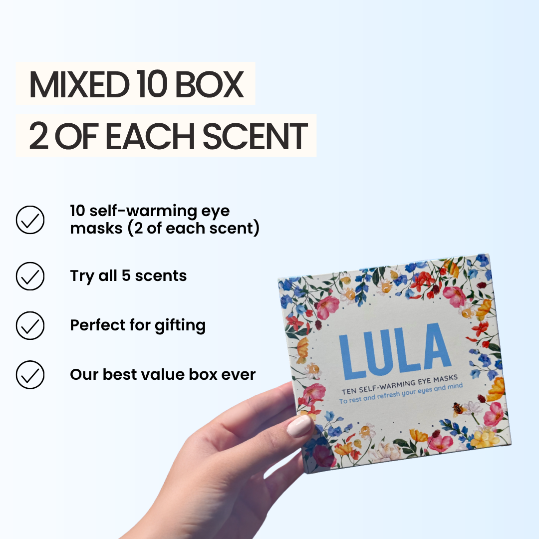 Lula self-warming eye masks mixed box of 10, two each of five scents