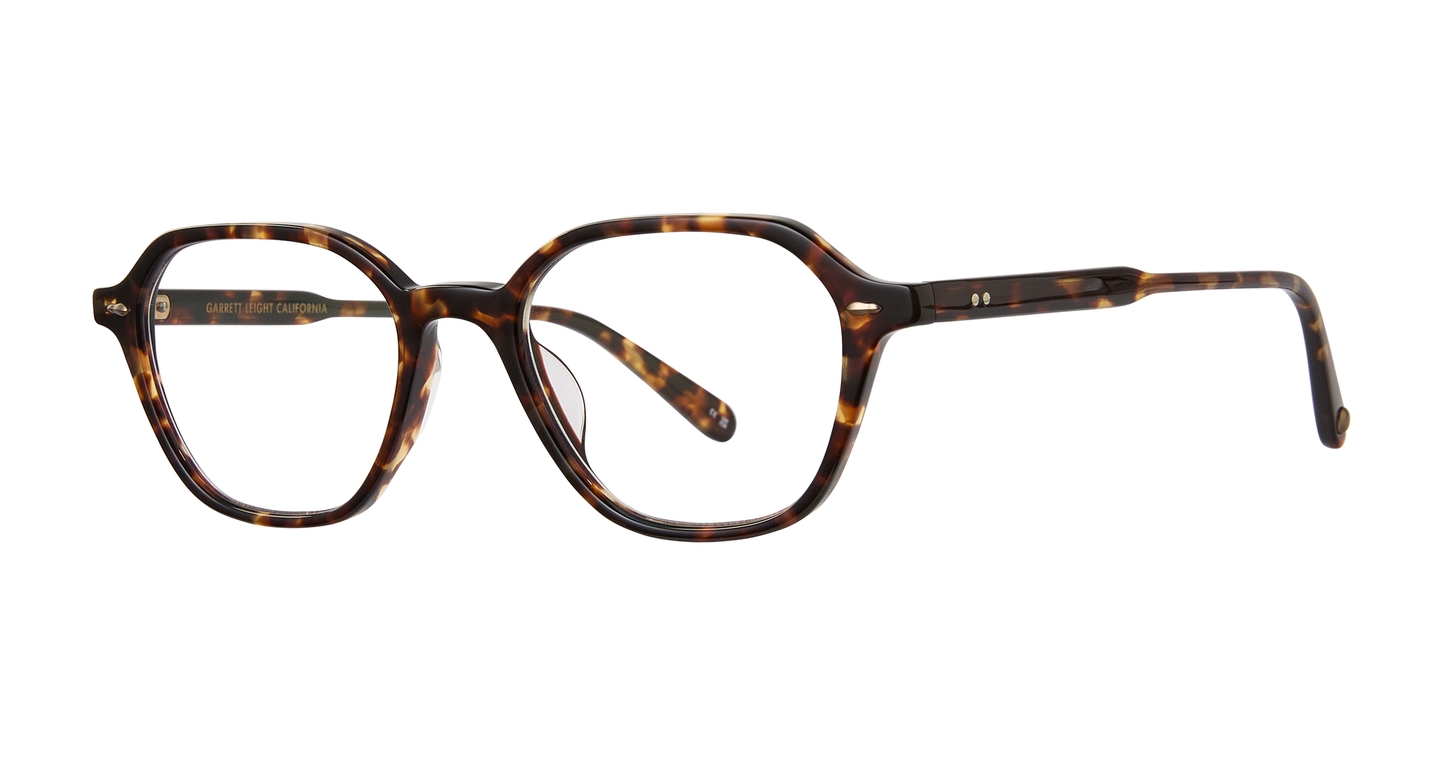 Garrett Leight Galloway glasses in Agate Tortoise, side view