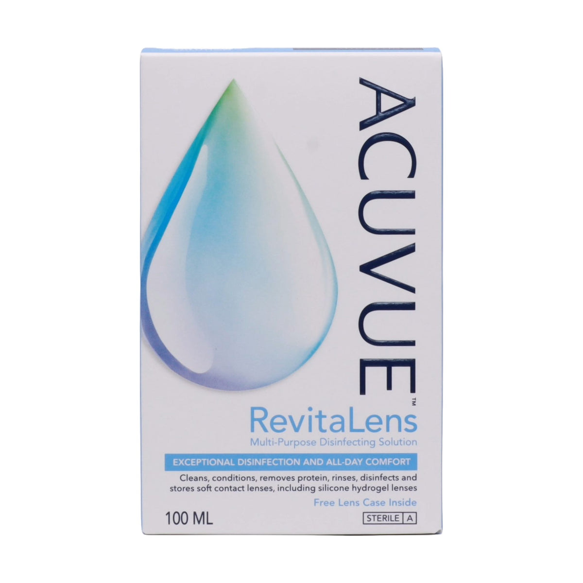 Acuvue RevitaLens multi-purpose disinfecting solution, side view