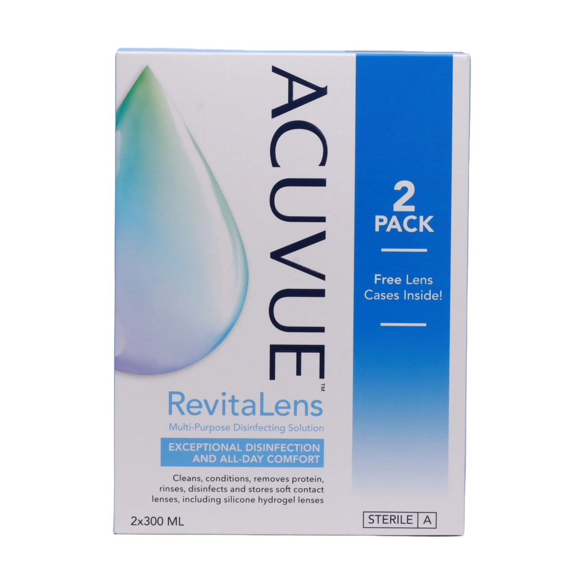 Acuvue RevitaLens multi-purpose disinfecting solution, bottle front view