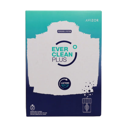Avizor Ever Clean Plus peroxide contact lens solution, 90 day supply, front view