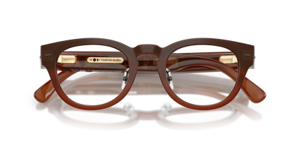 Nuance Audio Plus Panthos 48 hearing glasses in amber, folded