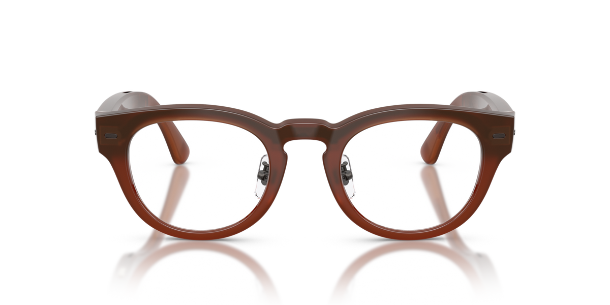 Nuance Audio Plus Panthos 48 hearing glasses in amber, front view