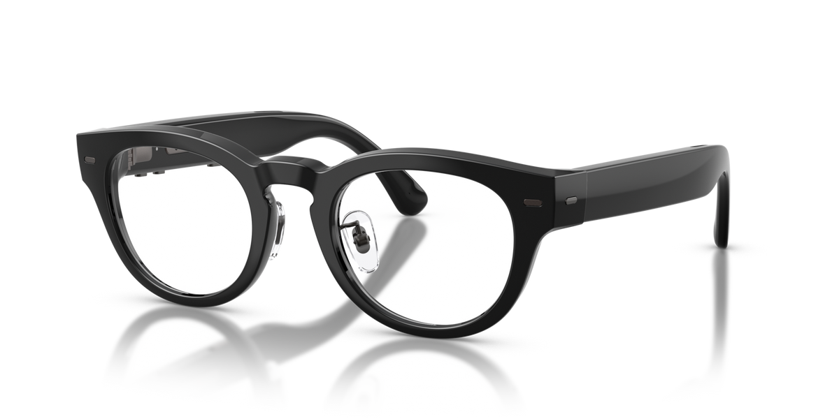 Nuance Audio Plus Panthos 48 hearing glasses in black, angled view