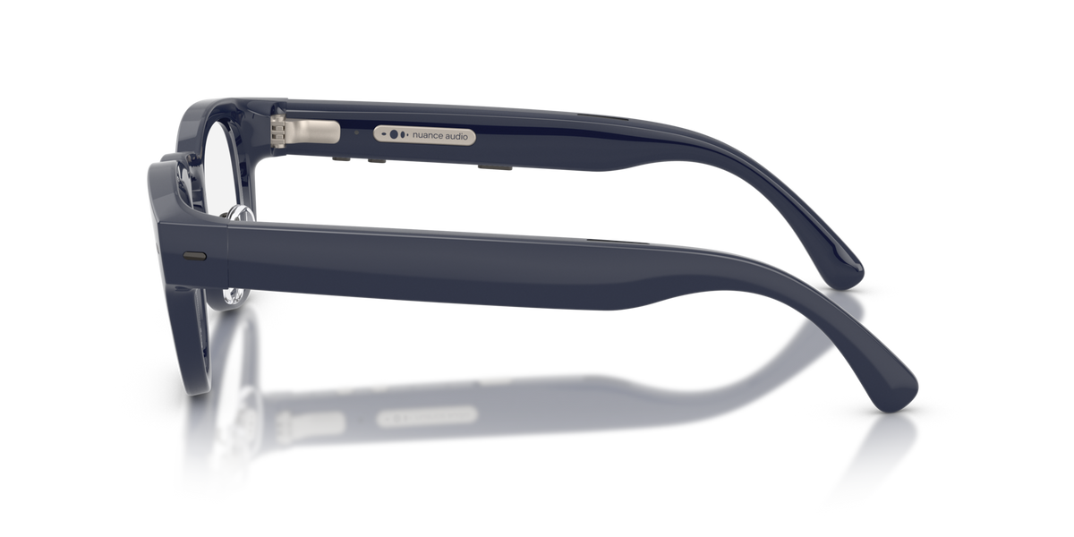 Nuance Audio Plus Panthos 48 hearing glasses in deep blue, side view