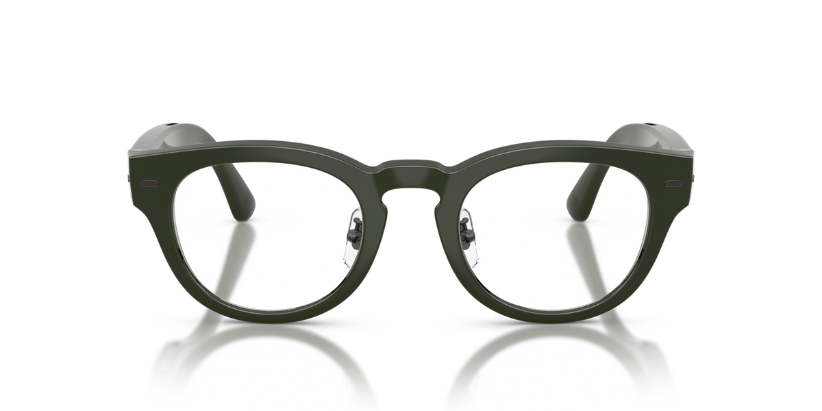 Nuance Audio Plus Panthos 48 hearing glasses in olive green, front view