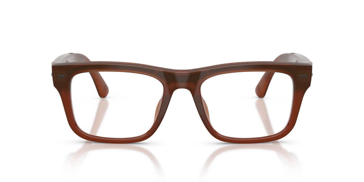 Nuance Audio Plus Square 53 hearing glasses in amber, front view