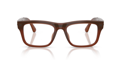 Nuance Audio Plus Square 53 hearing glasses in amber, front view