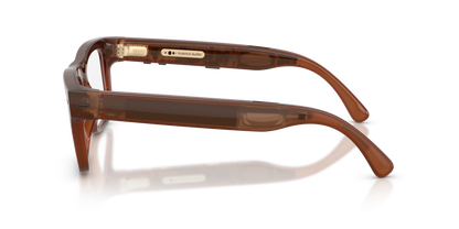 Nuance Audio Plus Square 53 hearing glasses in amber, side view