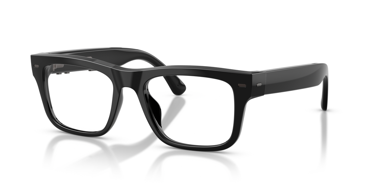Nuance Audio Plus Square 53 hearing glasses in black, angled view