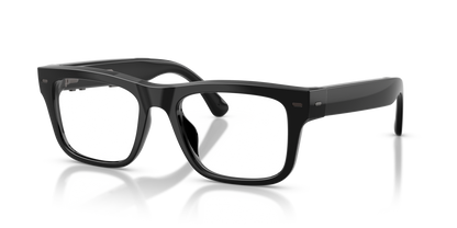 Nuance Audio Plus Square 53 hearing glasses in black, angled view
