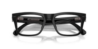 Nuance Audio Plus Square 53 hearing glasses in black, folded