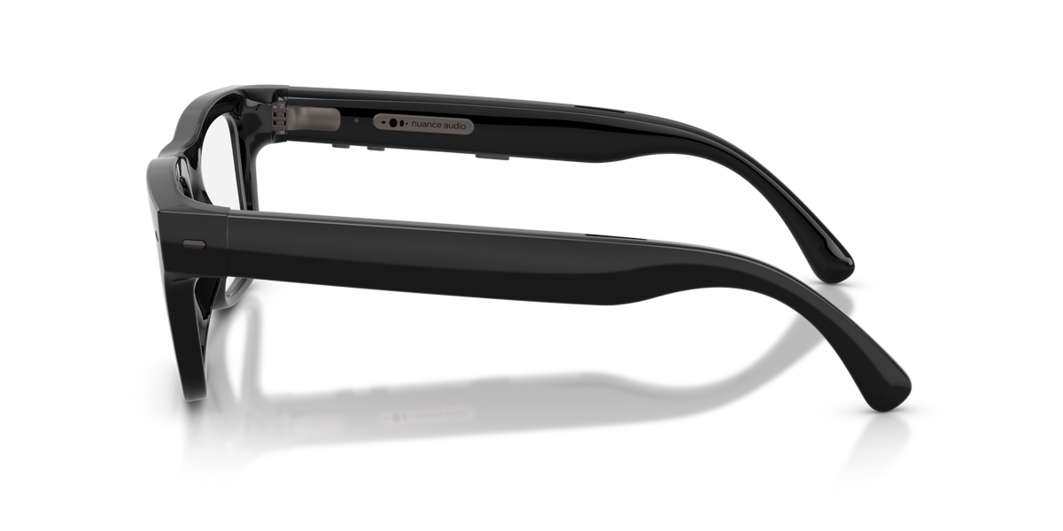 Nuance Audio Plus Square 53 hearing glasses in black, side view