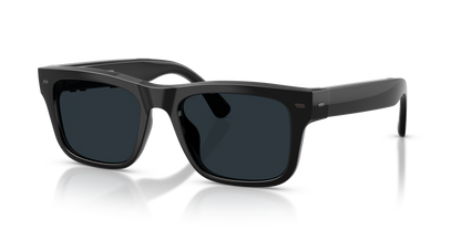 Nuance Audio Plus Square 53 hearing glasses in black, Transitions Clear to Grey lenses