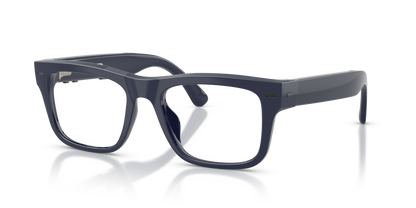 Nuance Audio Plus Square 53 hearing glasses in deep blue, angled view