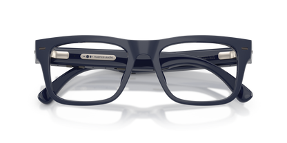 Nuance Audio Plus Square 53 hearing glasses in deep blue, folded