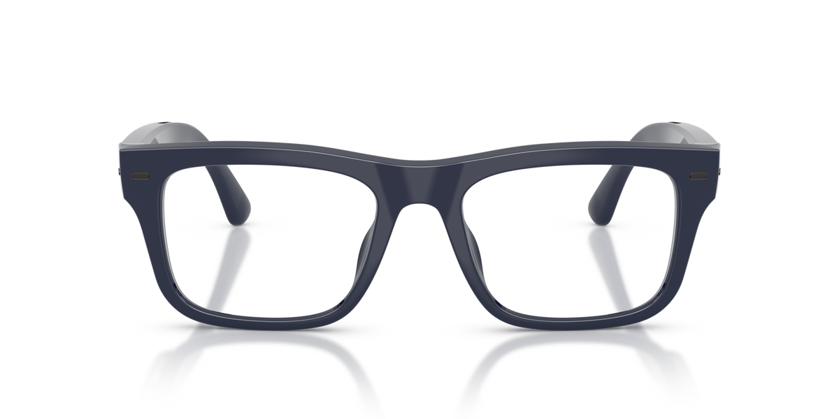 Nuance Audio Plus Square 53 hearing glasses in deep blue, front view