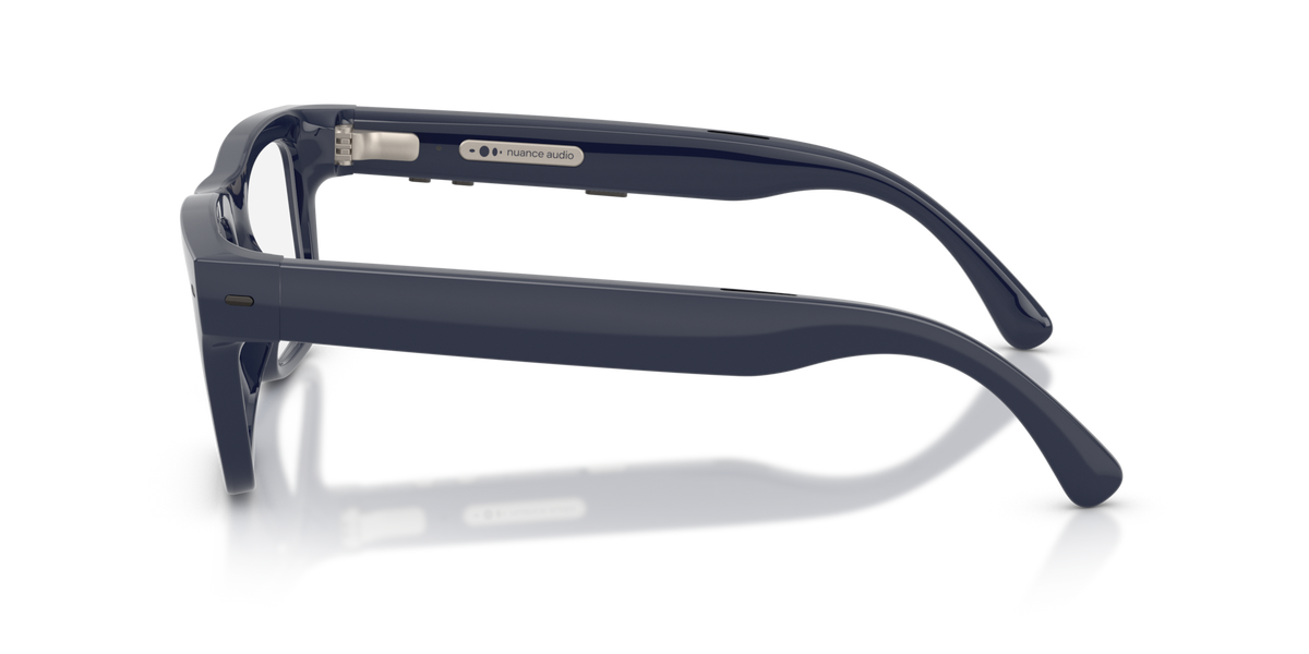 Nuance Audio Plus Square 53 hearing glasses in deep blue, side view