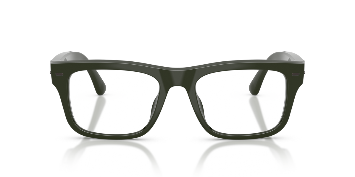 Nuance Audio Plus Square 53 hearing glasses in olive green, front view