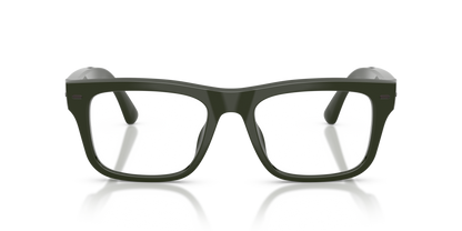 Nuance Audio Plus Square 53 hearing glasses in olive green, front view