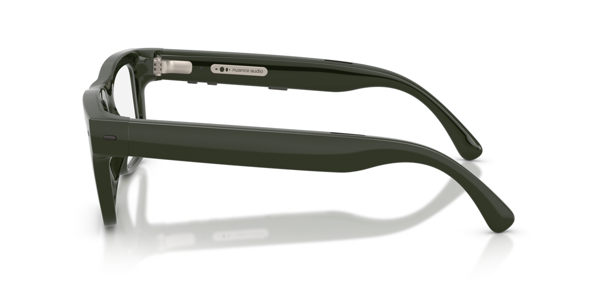 Nuance Audio Plus Square 53 hearing glasses in olive green, side view