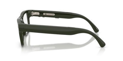 Nuance Audio Plus Square 53 hearing glasses in olive green, side view