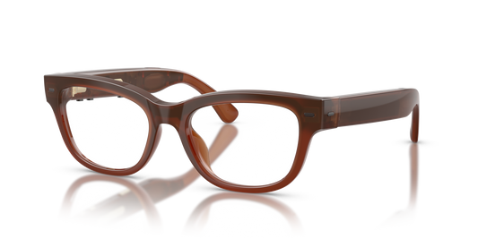 Nuance Audio Plus Upturn 52 hearing glasses in amber, angled view