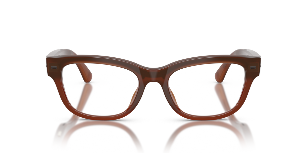 Nuance Audio Plus Upturn 52 hearing glasses in amber, front view