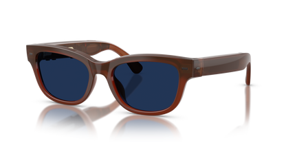 Nuance Audio Plus Upturn 52 hearing glasses in amber, Transitions Clear to Sapphire lenses