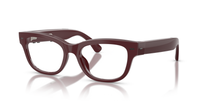 Nuance Audio Plus Upturn 52 hearing glasses in burgundy, angled view