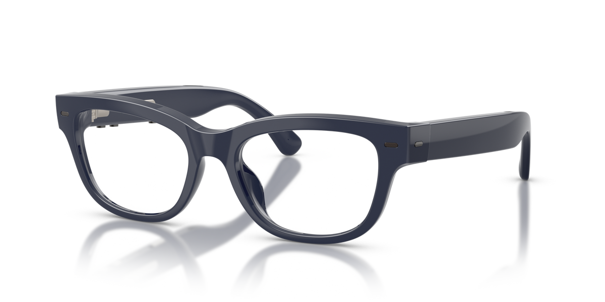 Nuance Audio Plus Upturn 52 hearing glasses in deep blue, angled view