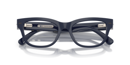 Nuance Audio Plus Upturn 52 hearing glasses in deep blue, folded