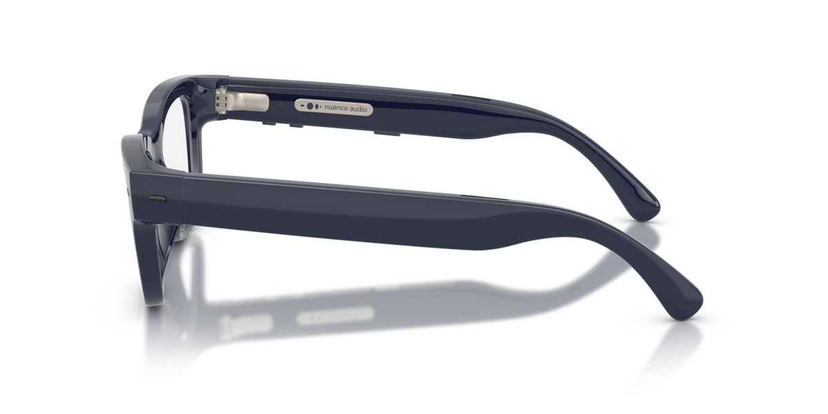 Nuance Audio Plus Upturn 52 hearing glasses in deep blue, side view