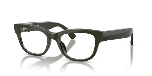 Nuance Audio Plus Upturn 52 hearing glasses in olive green, angled view