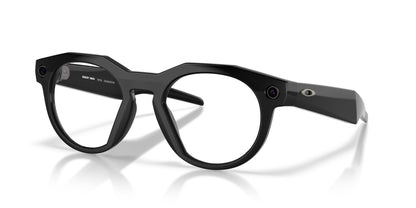 Oakley Meta HSTN Polished Black / Clear to Amethyst Transitions — three-quarter