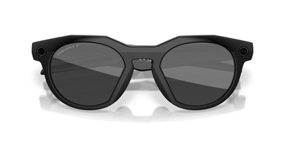 Oakley Meta HSTN Polished Black / Prizm Black Polarized — front, lenses clear