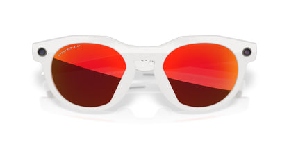 Oakley Meta HSTN Polished Warm Grey / Prizm Ruby — front, lenses clear